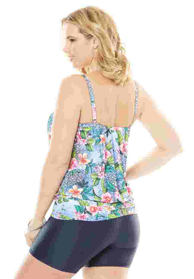Lightweight Scoop Neck Blouson Tankini Top image number 1