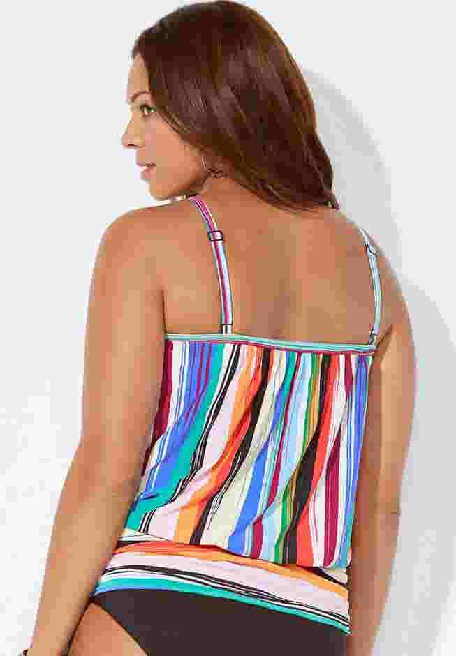 Lightweight Scoop Neck Blouson Tankini Top image number 1