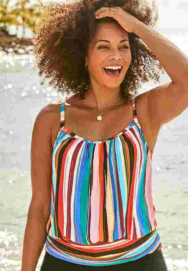 Lightweight Scoop Neck Blouson Tankini Top image number 0