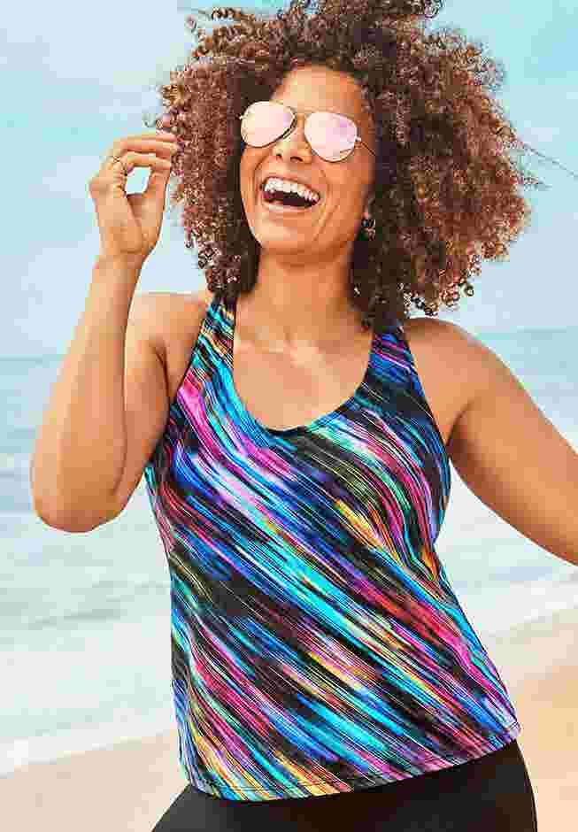 Chlorine Resistant Racerback Tankini Top image number 0