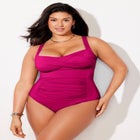 Ruched Twist Front One Piece Swimsuit image number null