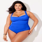 Ruched Twist Front One Piece Swimsuit image number null