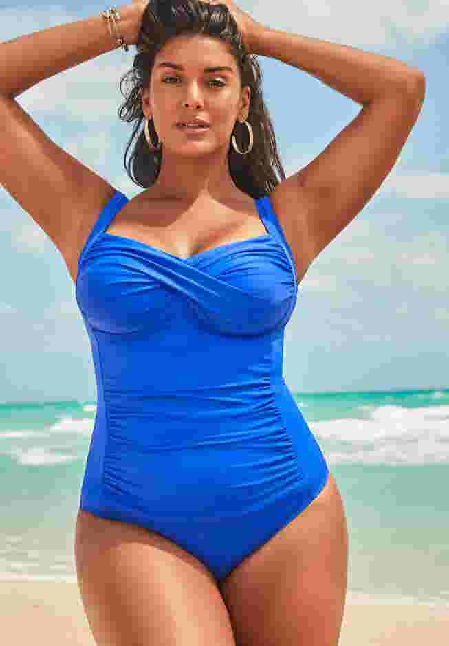 Ruched Twist Front One Piece Swimsuit image number 0
