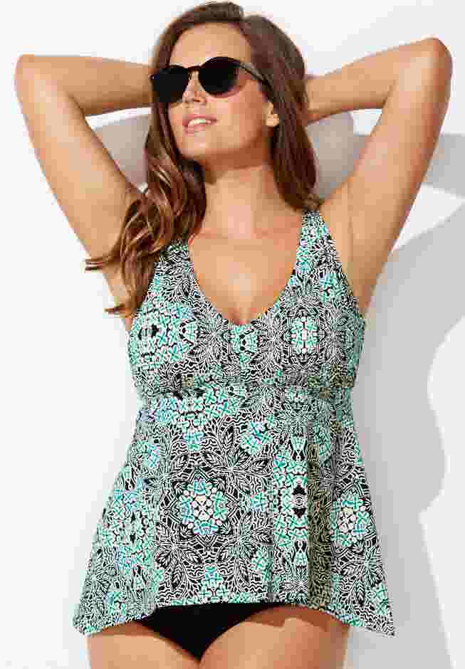 V-Neck Flowy Tankini Top image number 5