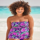 Smocked Bandeau Tankini Top image number null
