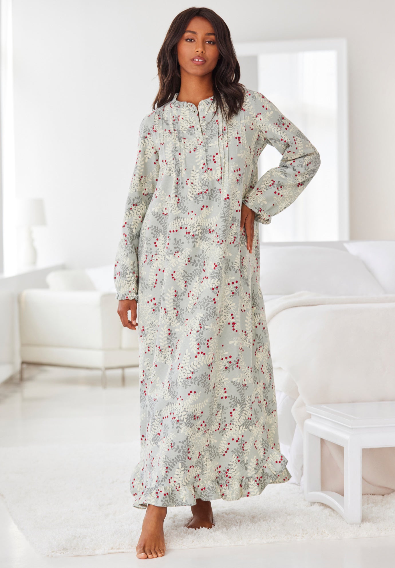 Long Flannel Nightgown image number 5