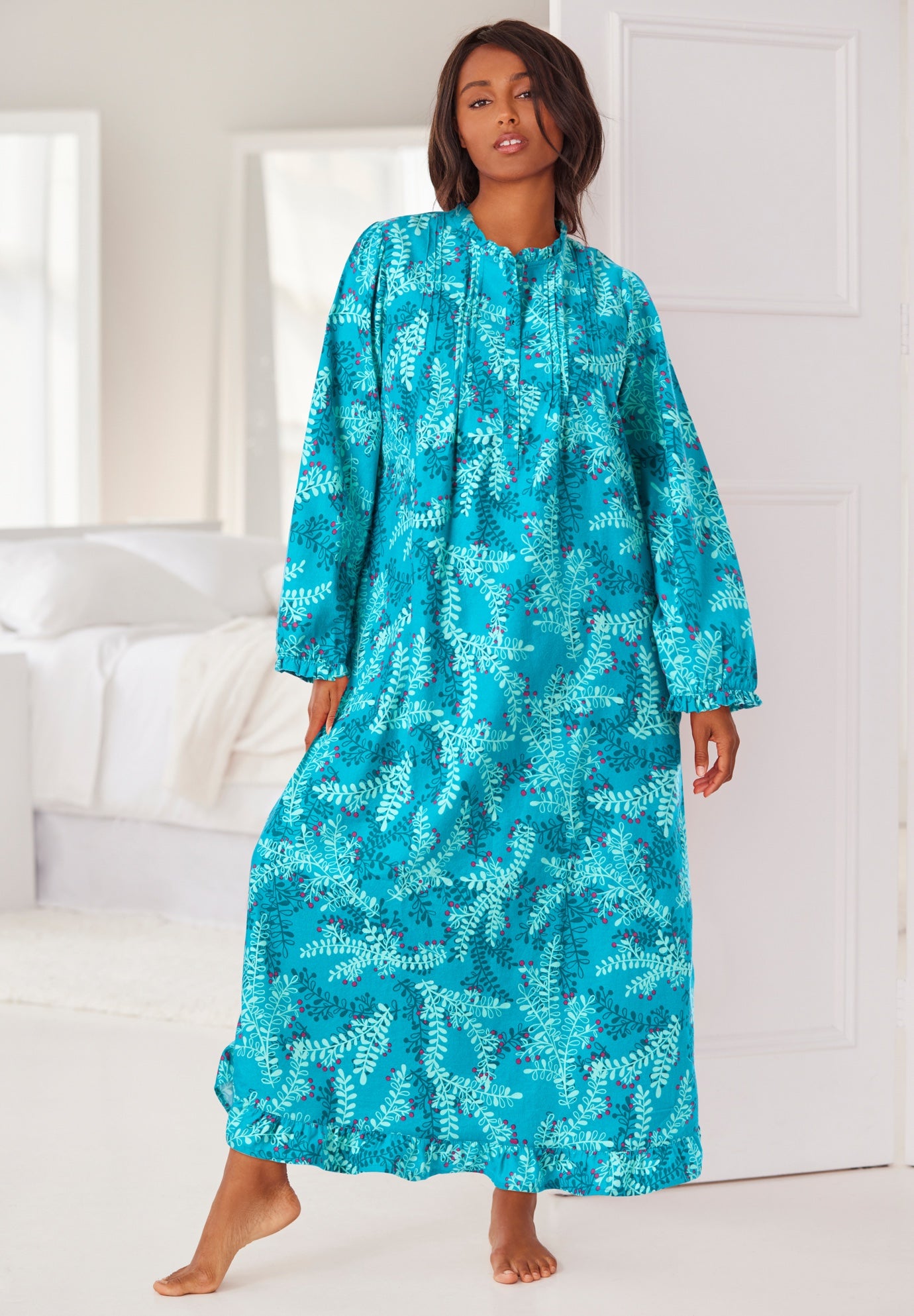 Long Flannel Nightgown image number 4