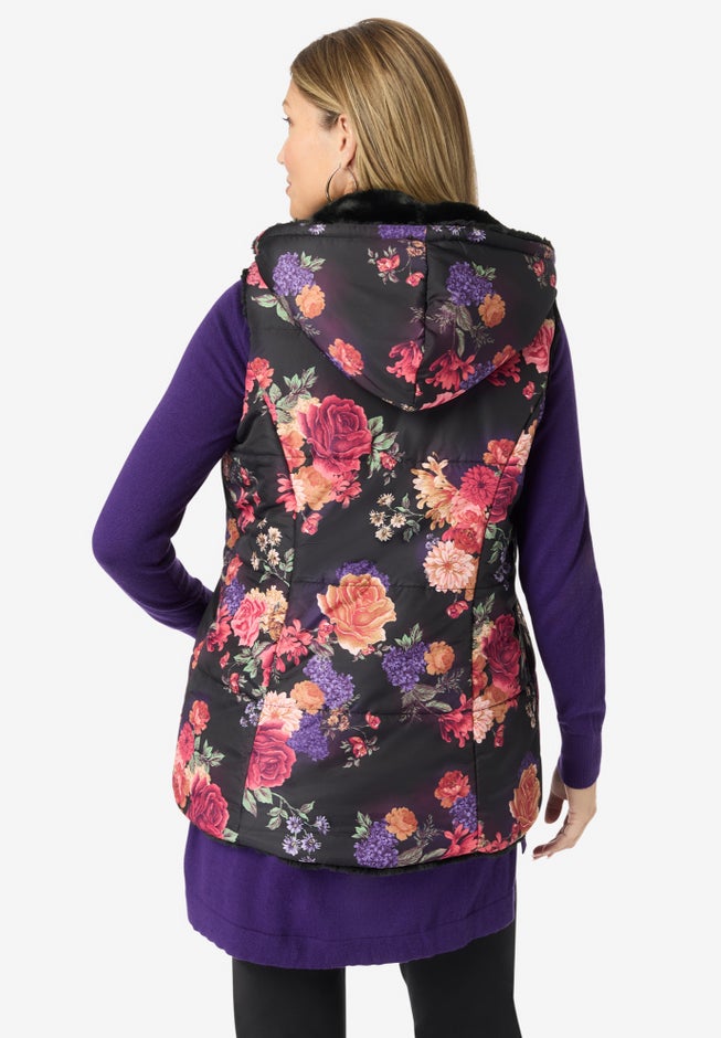 Plus Size 2-in-1 Puffer and Faux Fur Vest image number 1