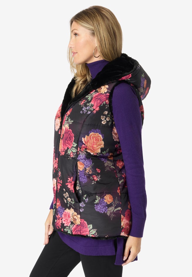 Plus Size 2-in-1 Puffer and Faux Fur Vest image number 3