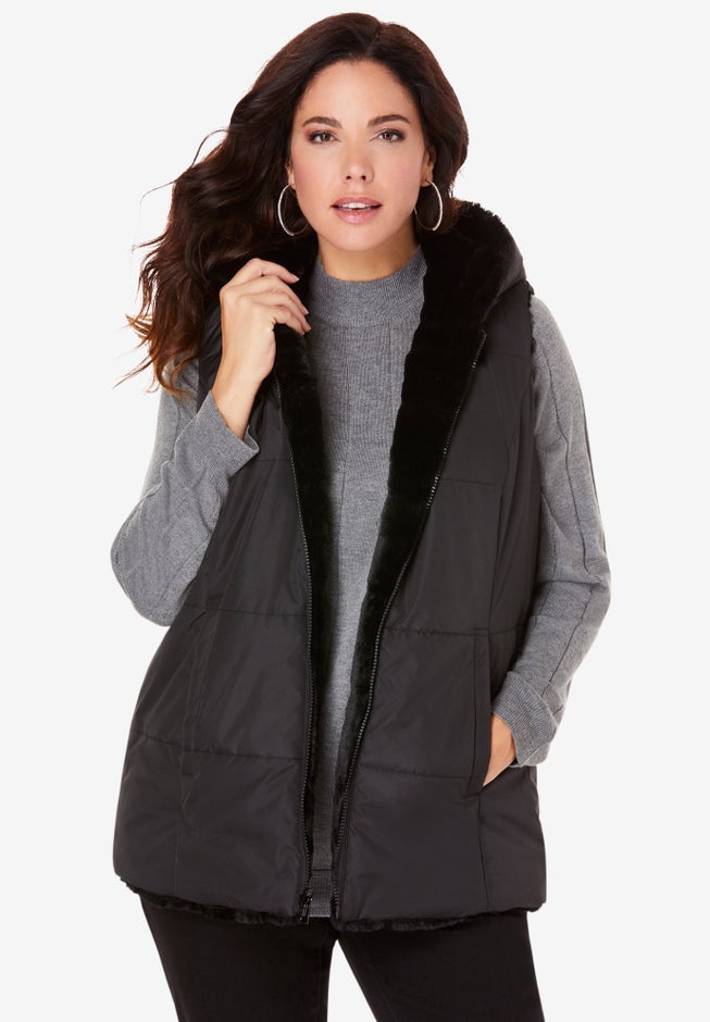 Plus Size 2-in-1 Puffer and Faux Fur Vest image number 4