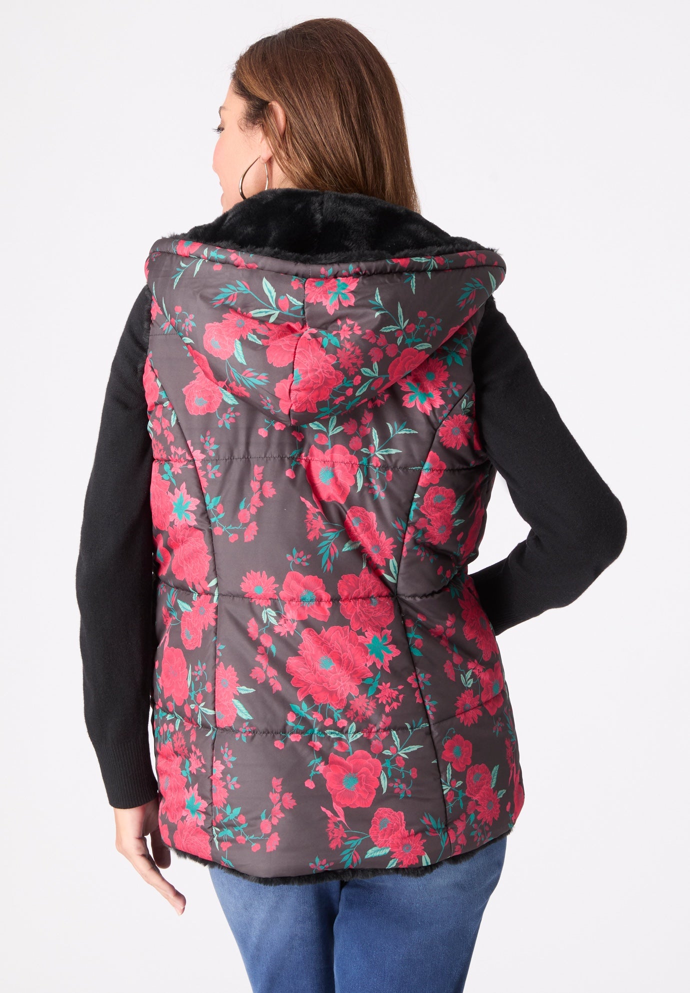 Plus Size 2-in-1 Puffer and Faux Fur Vest image number 1