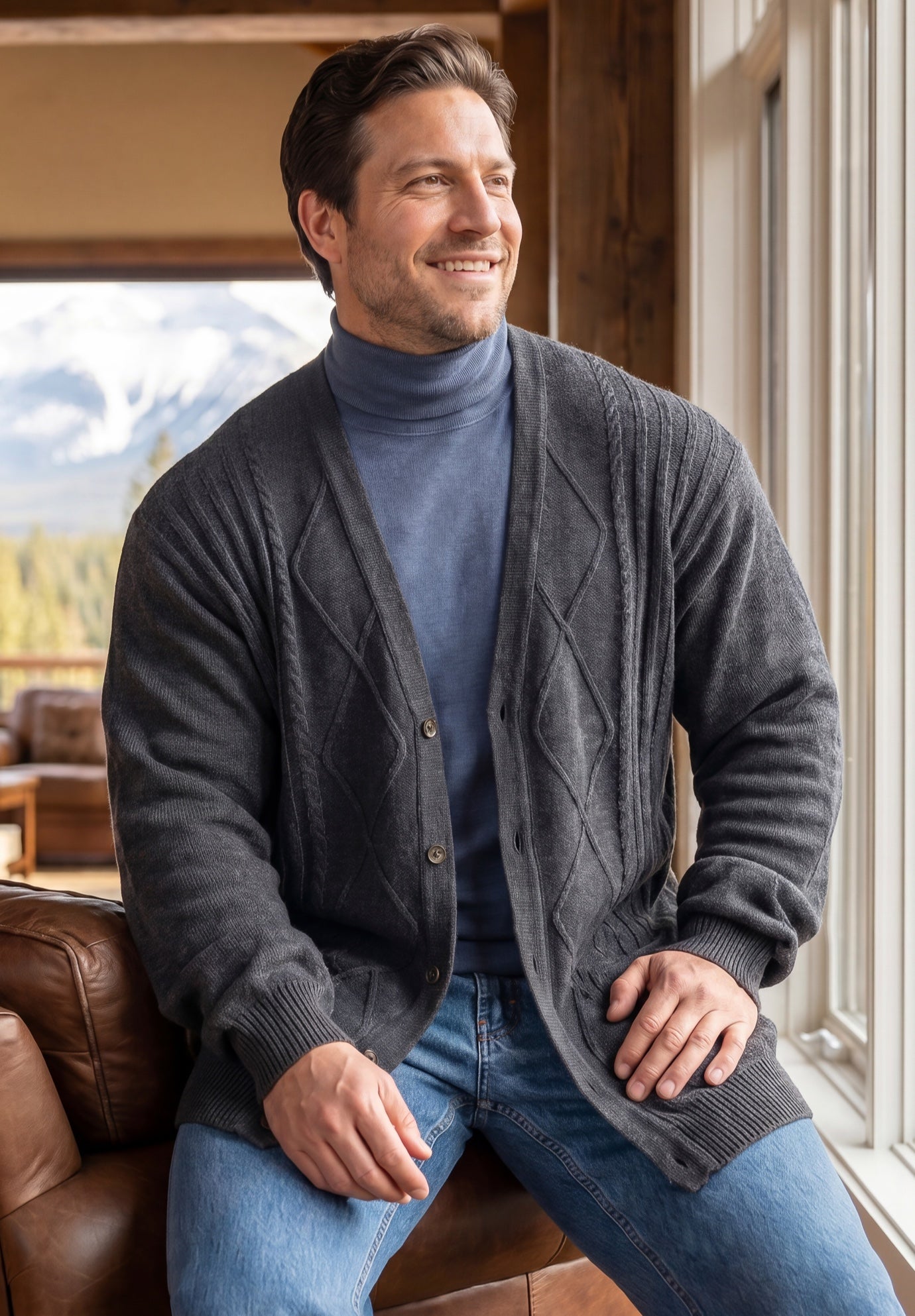 Shoreman&rsquo;s Cardigan Cable Knit Sweater image number 0