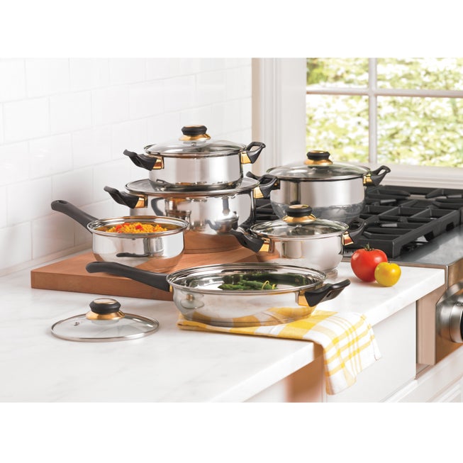 12-PC. Mirror Polish Stainless Steel Cookware Set with Bakelite Handles image number null