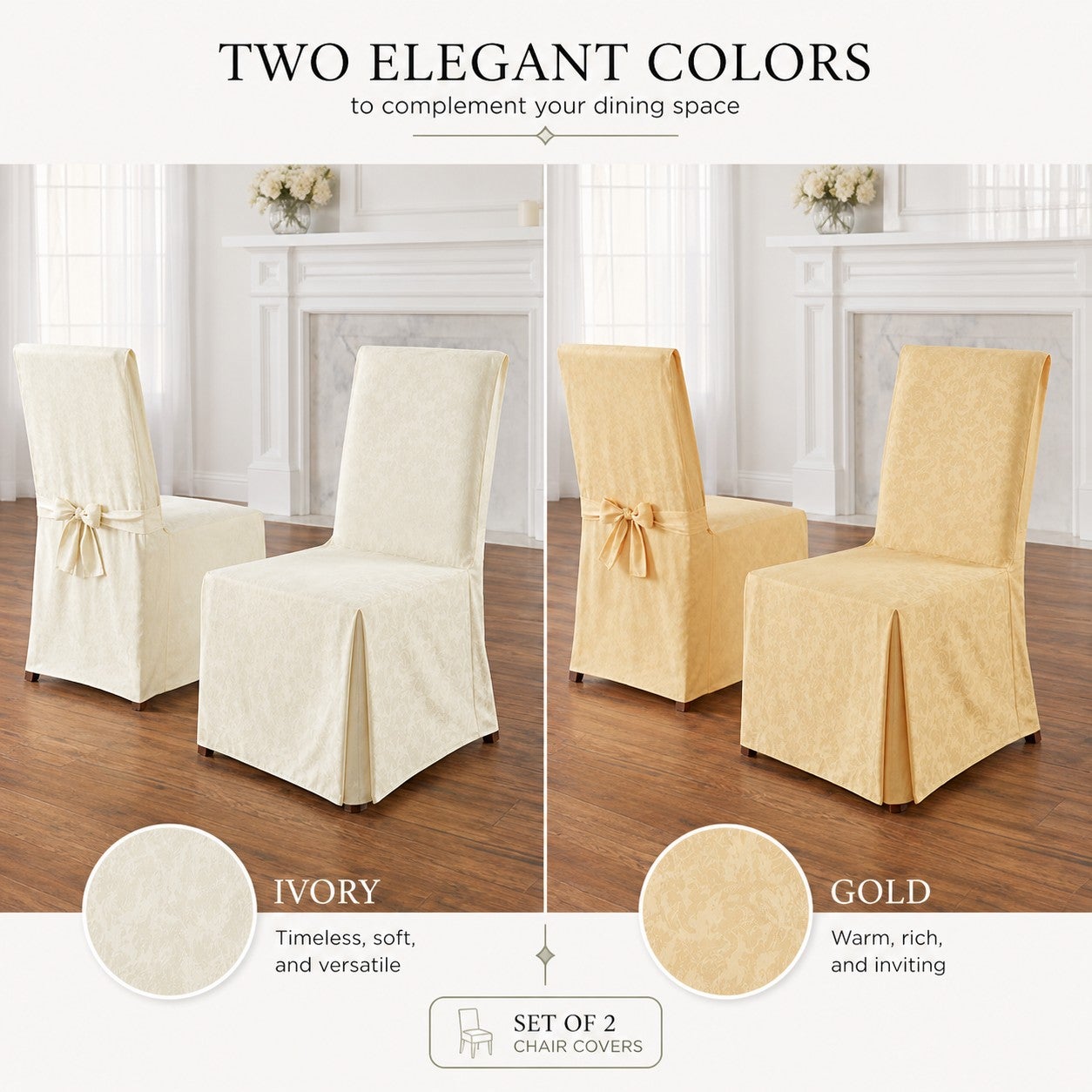 Damask Set of 2 Chair Covers image number 7