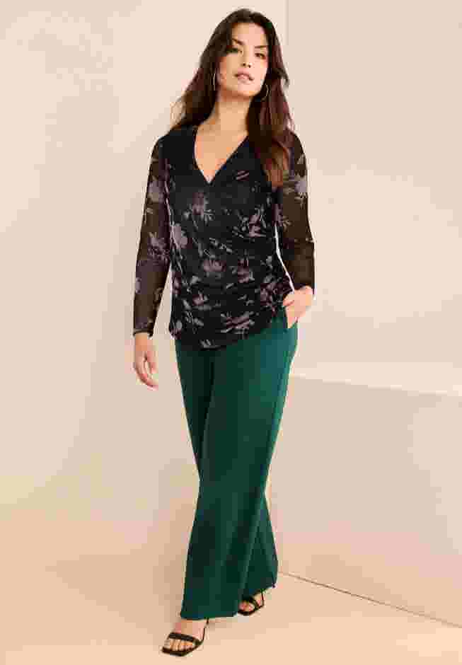 Velvet Burnout Surplice Top image number 0