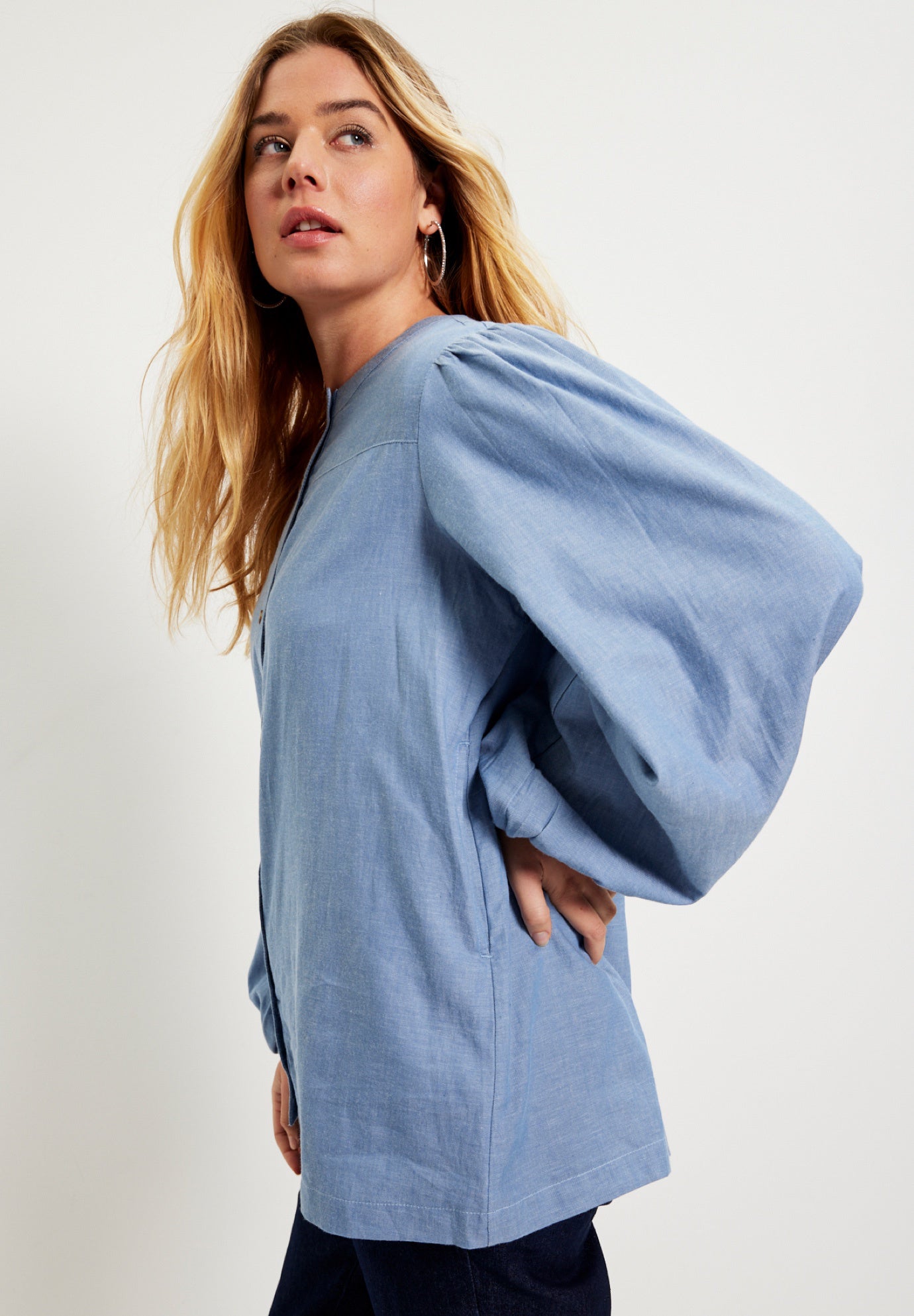Puff Sleeve Chambray Jacket image number 2