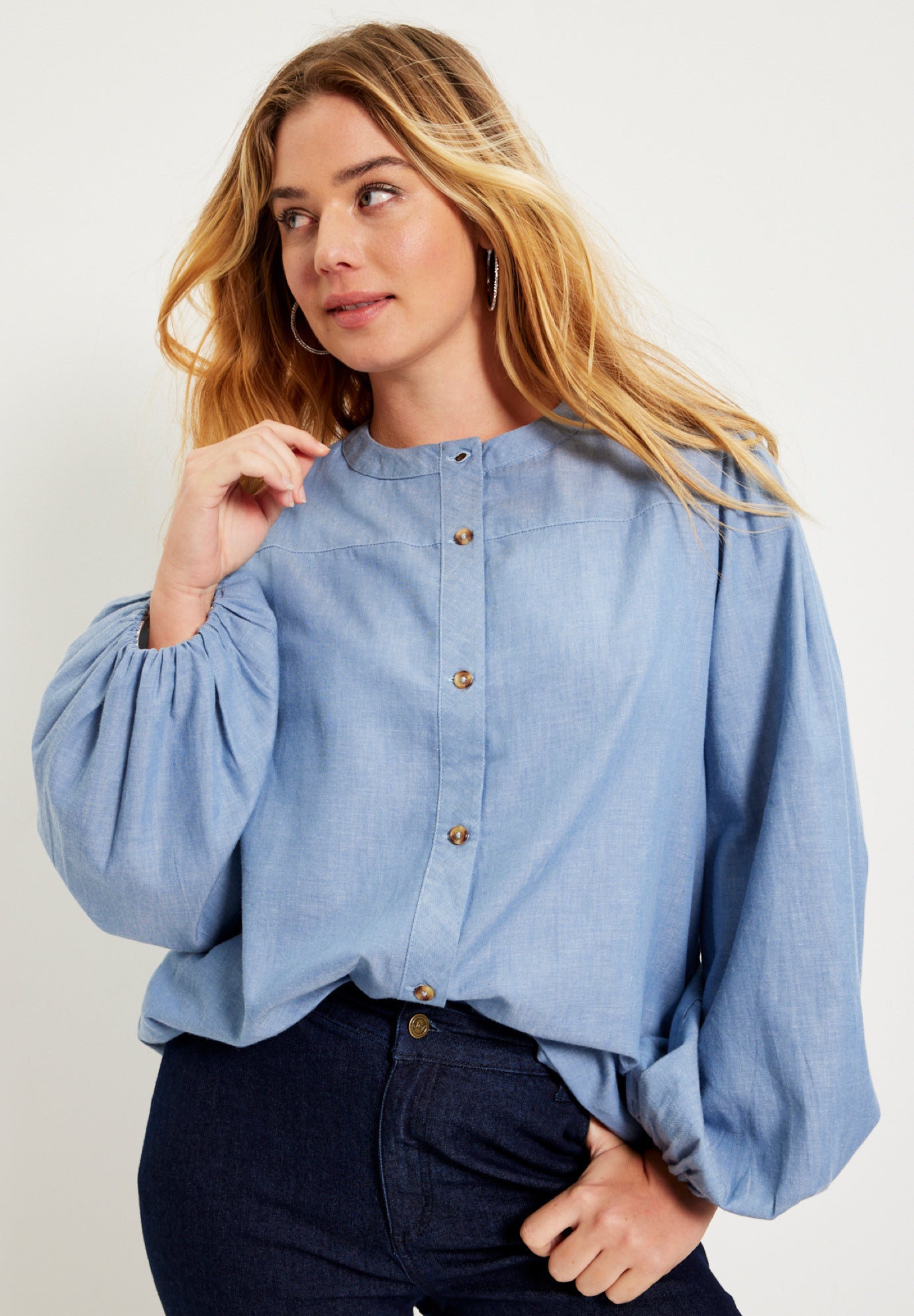 Puff Sleeve Chambray Jacket image number 4