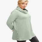 Side Snap Cowl Neck French Terry Sweatshirt Tunic image number null