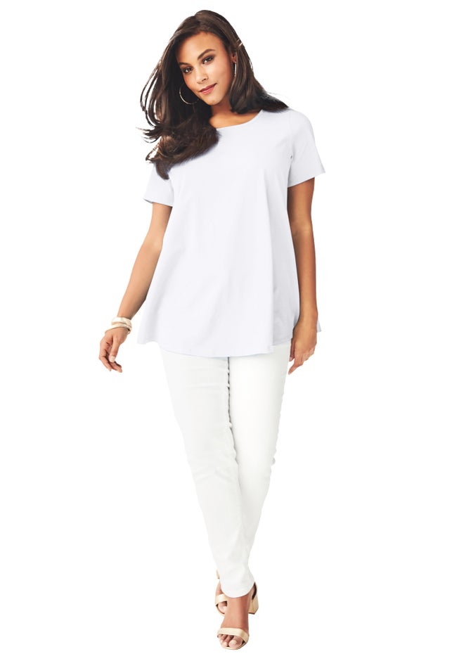 Plus Size Ultimate Cotton Crewneck Short Sleeve Swing Tee image number 1