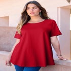 Plus Size Ultimate Cotton Crewneck Short Sleeve Swing Tee image number null