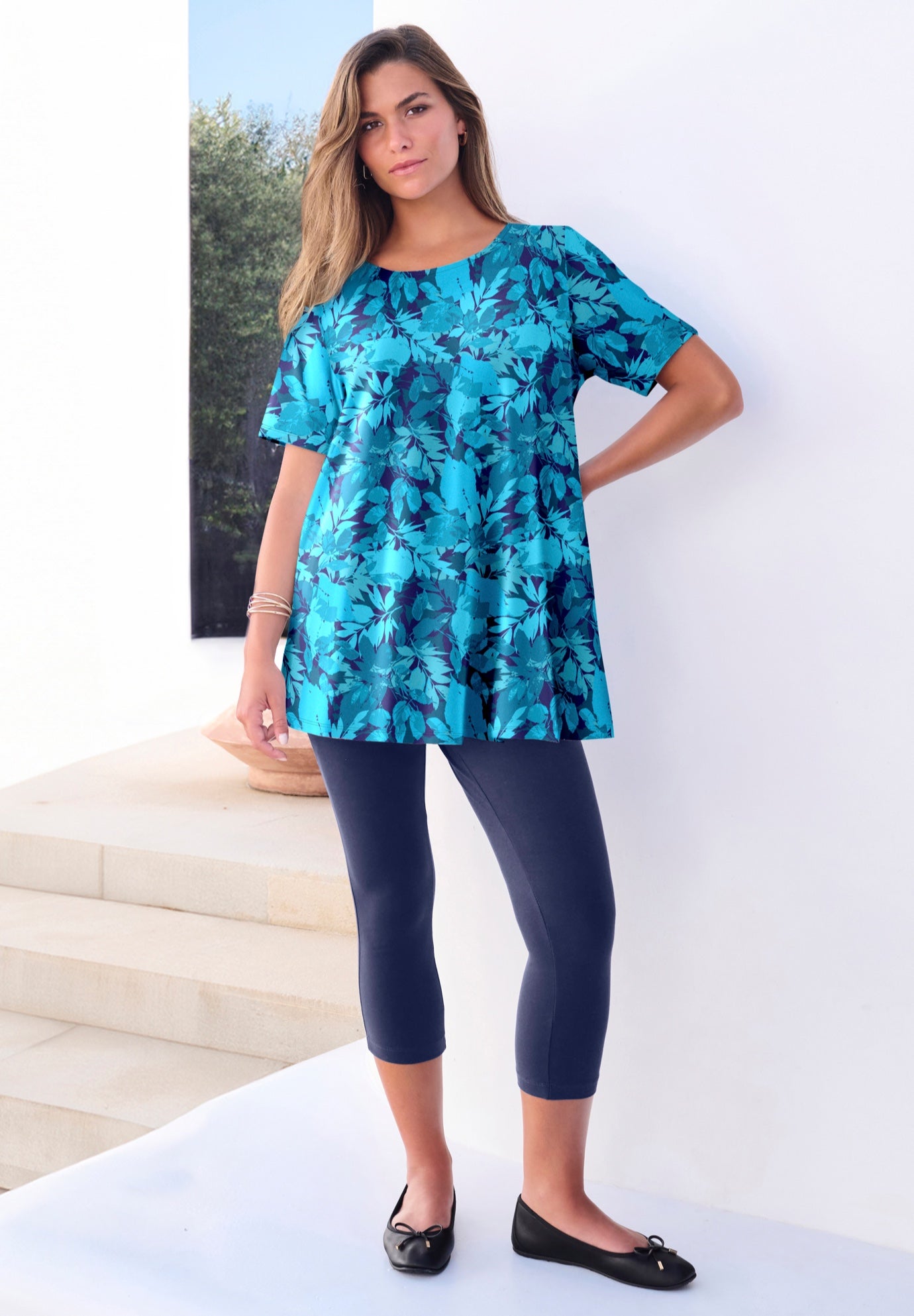 Plus Size Cotton Ultimate Swing Tee with Keyhole Back image number 0