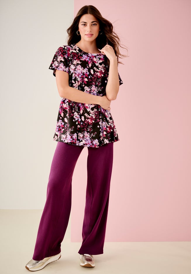 Plus Size Cotton Ultimate Swing Tee with Keyhole Back image number 1