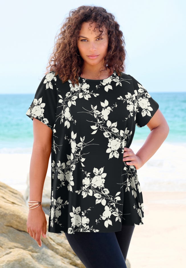 Plus Size Cotton Ultimate Swing Tee with Keyhole Back image number 0