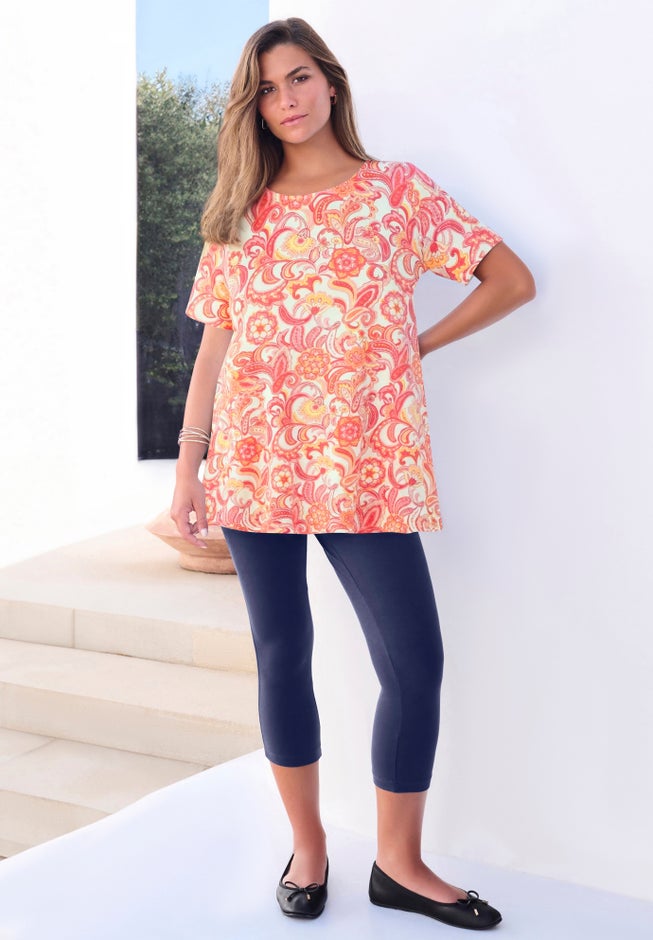 Plus Size Ultimate Cotton Crewneck Short Sleeve Swing Tee image number 1