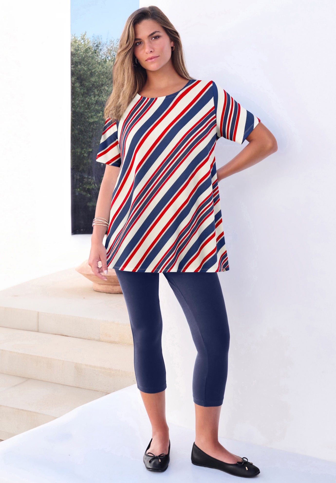 Plus Size Ultimate Cotton Crewneck Short Sleeve Swing Tee image number 0