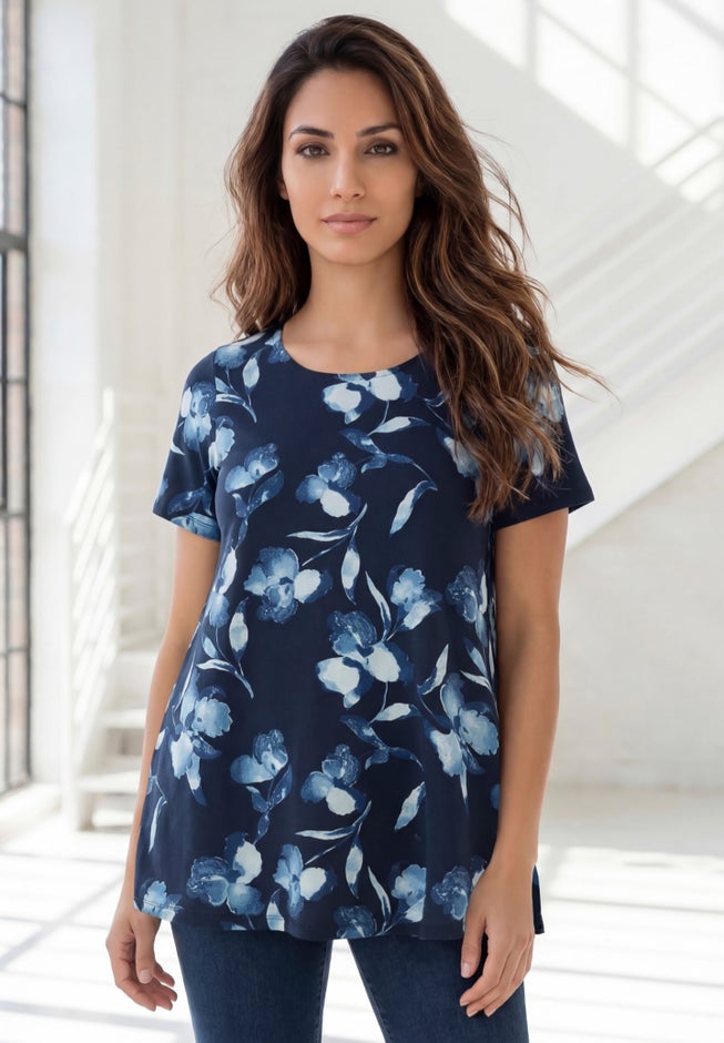 Plus Size Ultimate Cotton Crewneck Short Sleeve Swing Tee image number 1