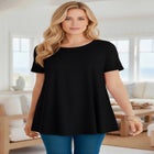 Plus Size Cotton Ultimate Swing Tee with Keyhole Back image number null