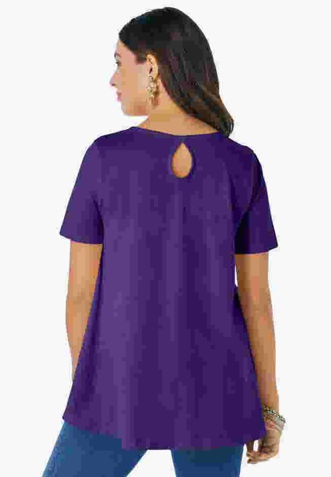 Plus Size Cotton Ultimate Swing Tee with Keyhole Back image number 3