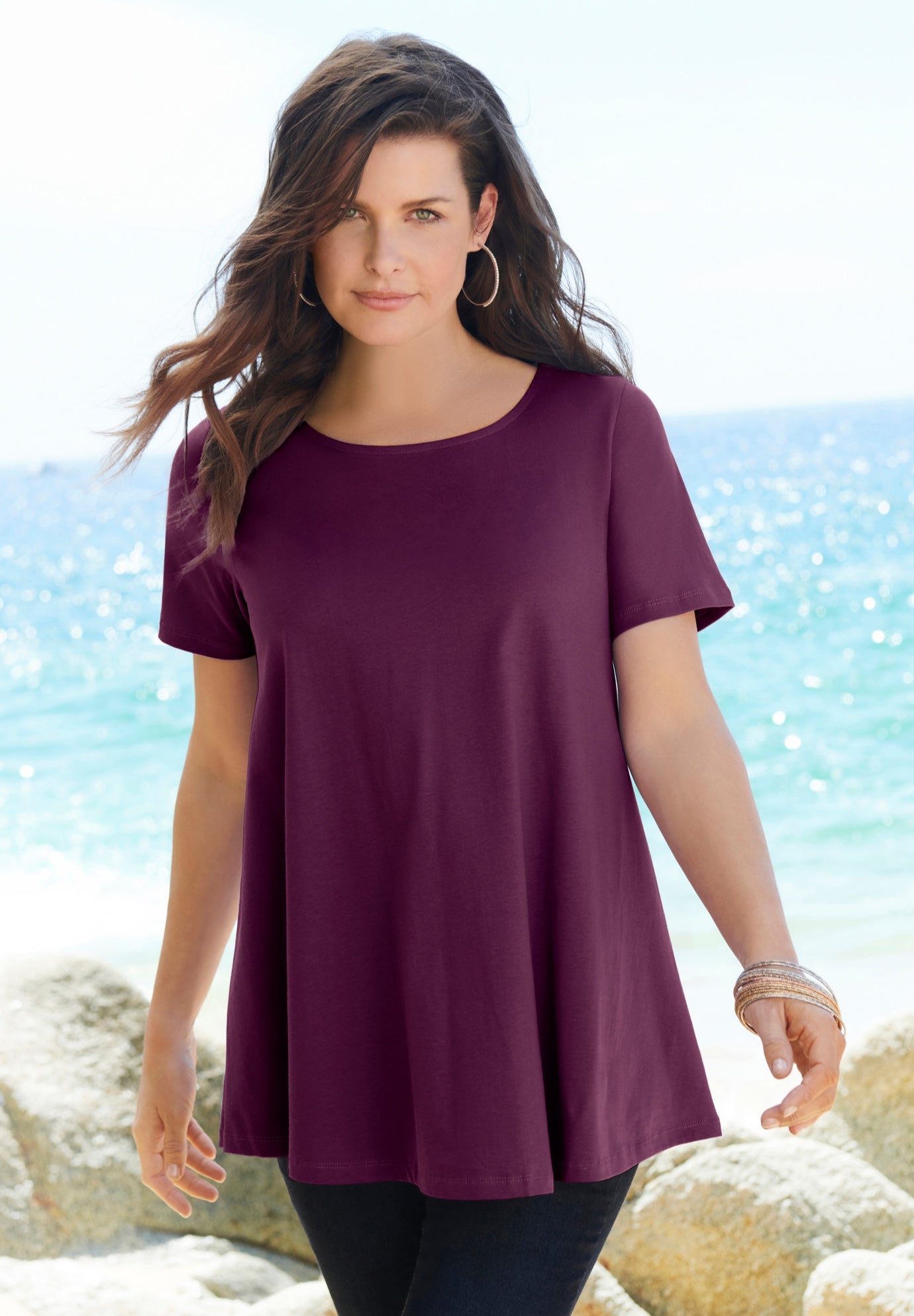 Plus Size Cotton Ultimate Swing Tee with Keyhole Back image number 5
