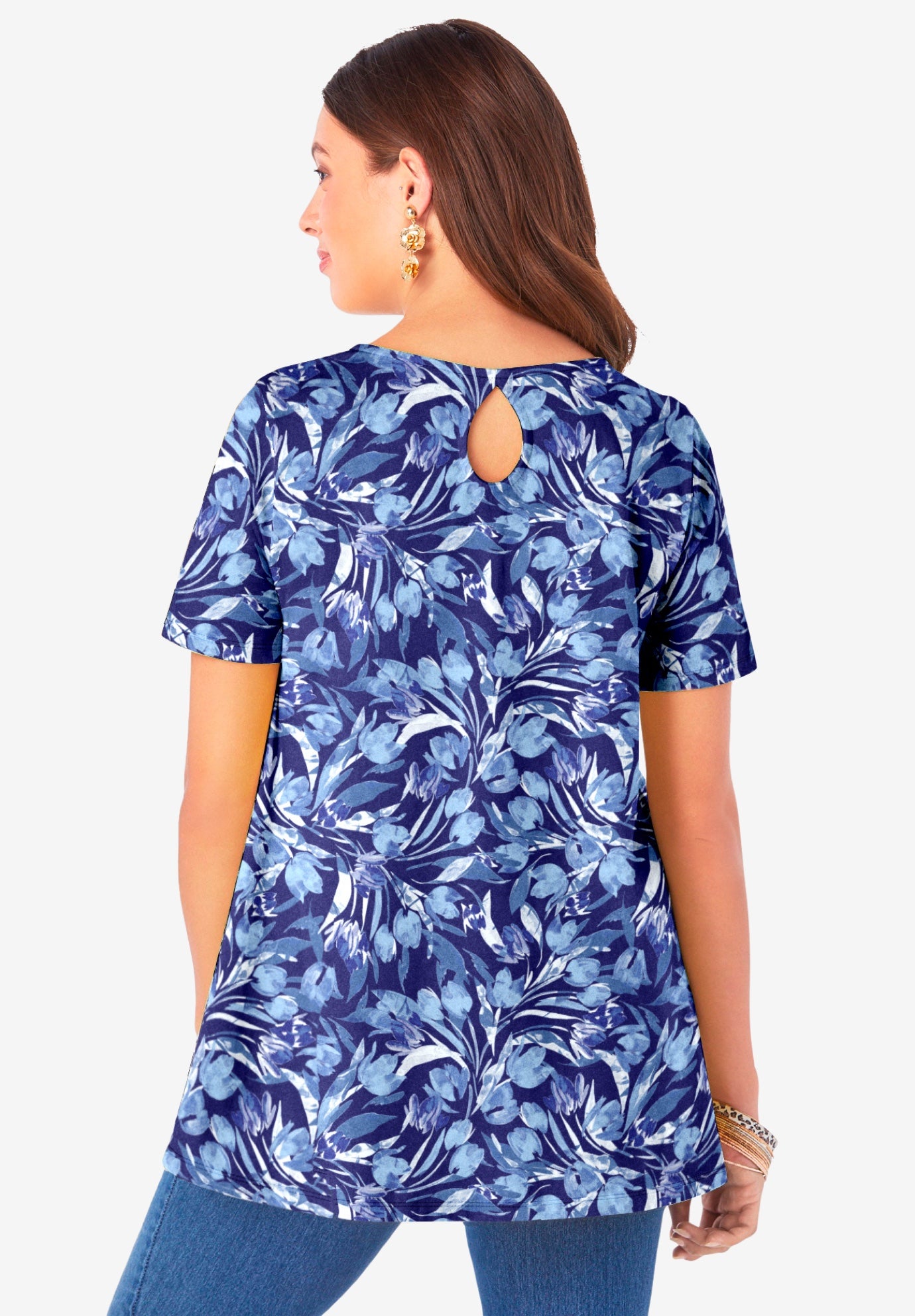 Plus Size Cotton Ultimate Swing Tee with Keyhole Back image number 1