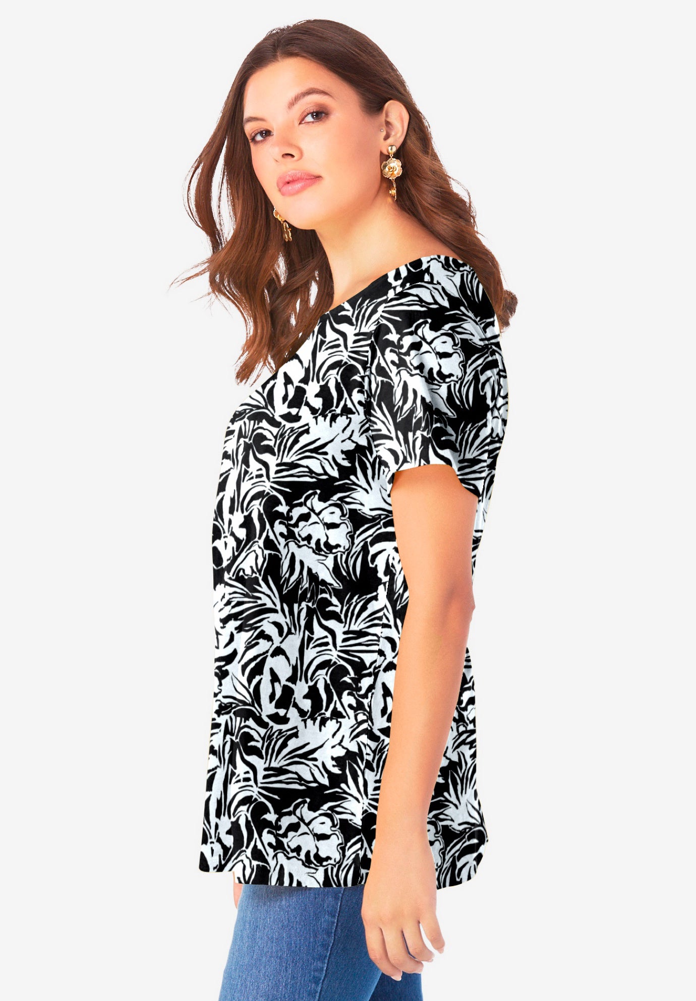 Plus Size Ultimate Cotton Crewneck Short Sleeve Swing Tee image number 2