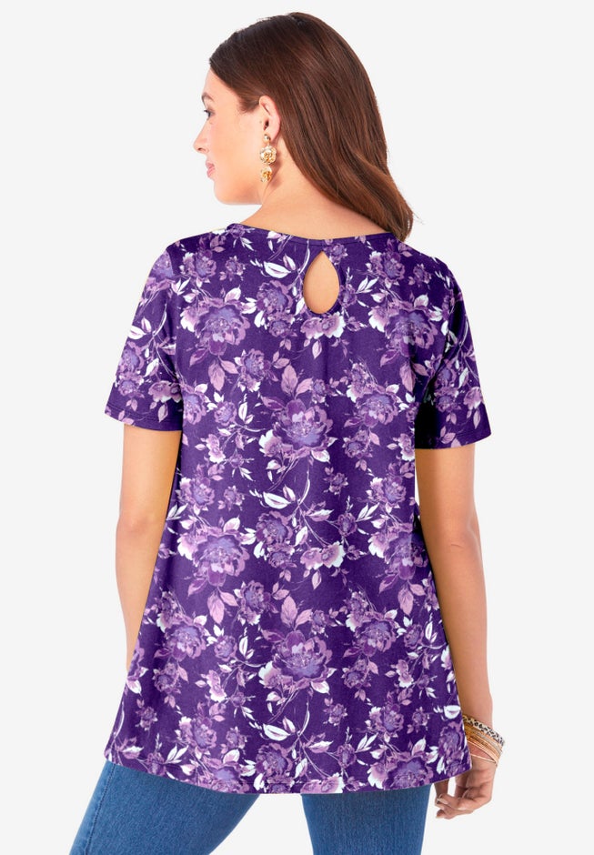 Plus Size Cotton Ultimate Swing Tee with Keyhole Back image number 2