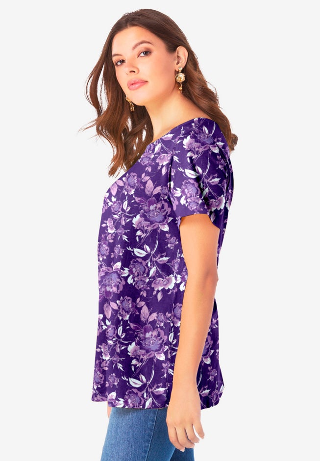 Plus Size Cotton Ultimate Swing Tee with Keyhole Back image number 3