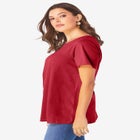 Plus Size Cotton Ultimate Swing Tee with Keyhole Back image number null