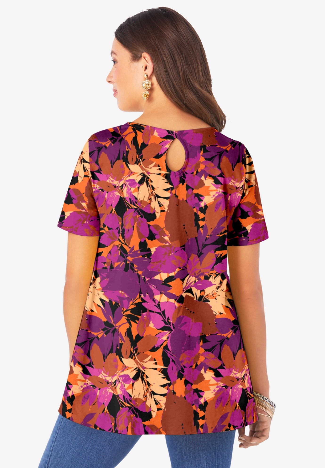 Plus Size Cotton Ultimate Swing Tee with Keyhole Back image number 1