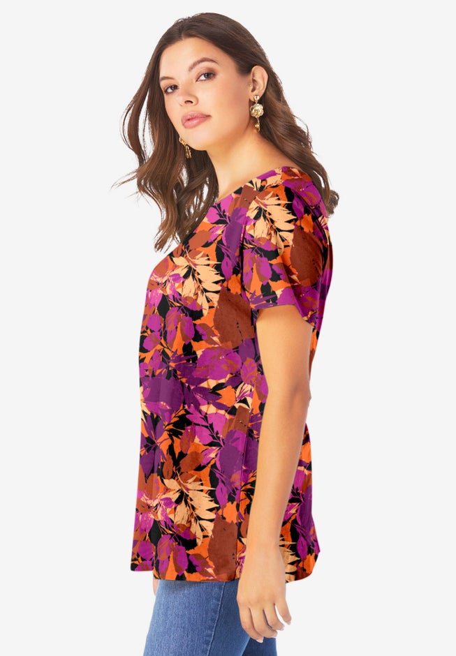 Plus Size Cotton Ultimate Swing Tee with Keyhole Back image number 2