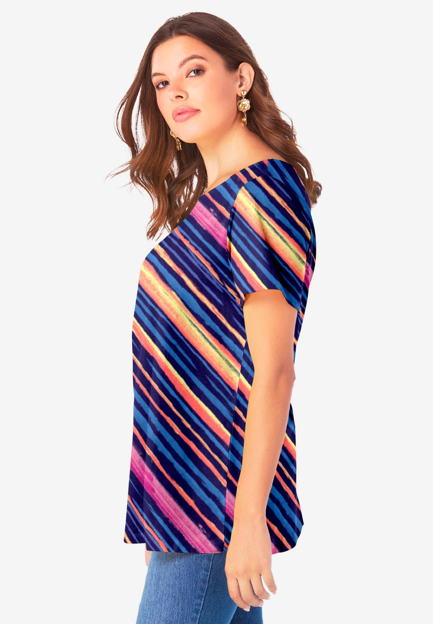 Plus Size Ultimate Cotton Crewneck Short Sleeve Swing Tee image number 2