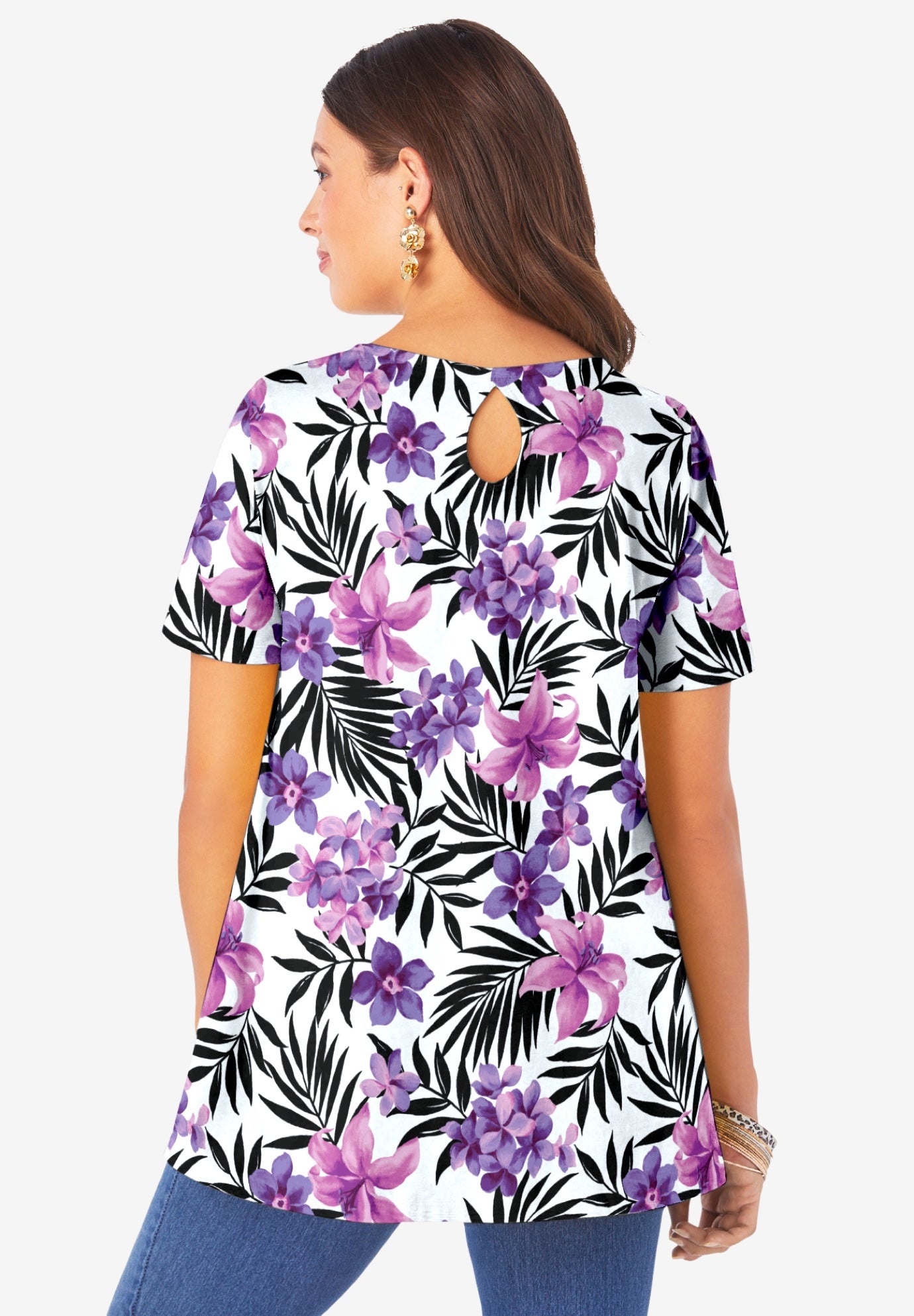 Plus Size Cotton Ultimate Swing Tee with Keyhole Back image number 2