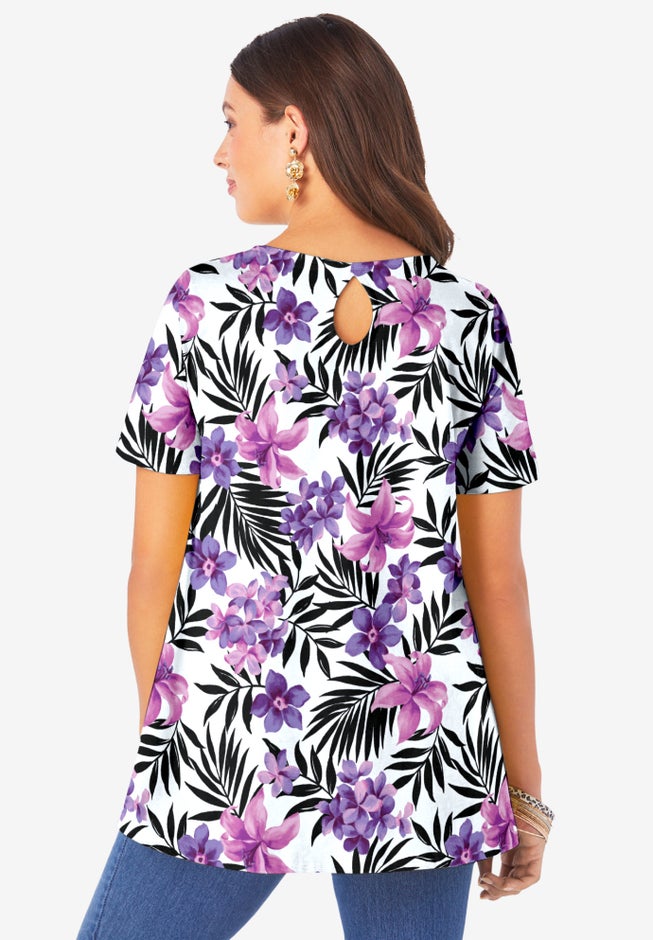 Plus Size Cotton Ultimate Swing Tee with Keyhole Back image number 2