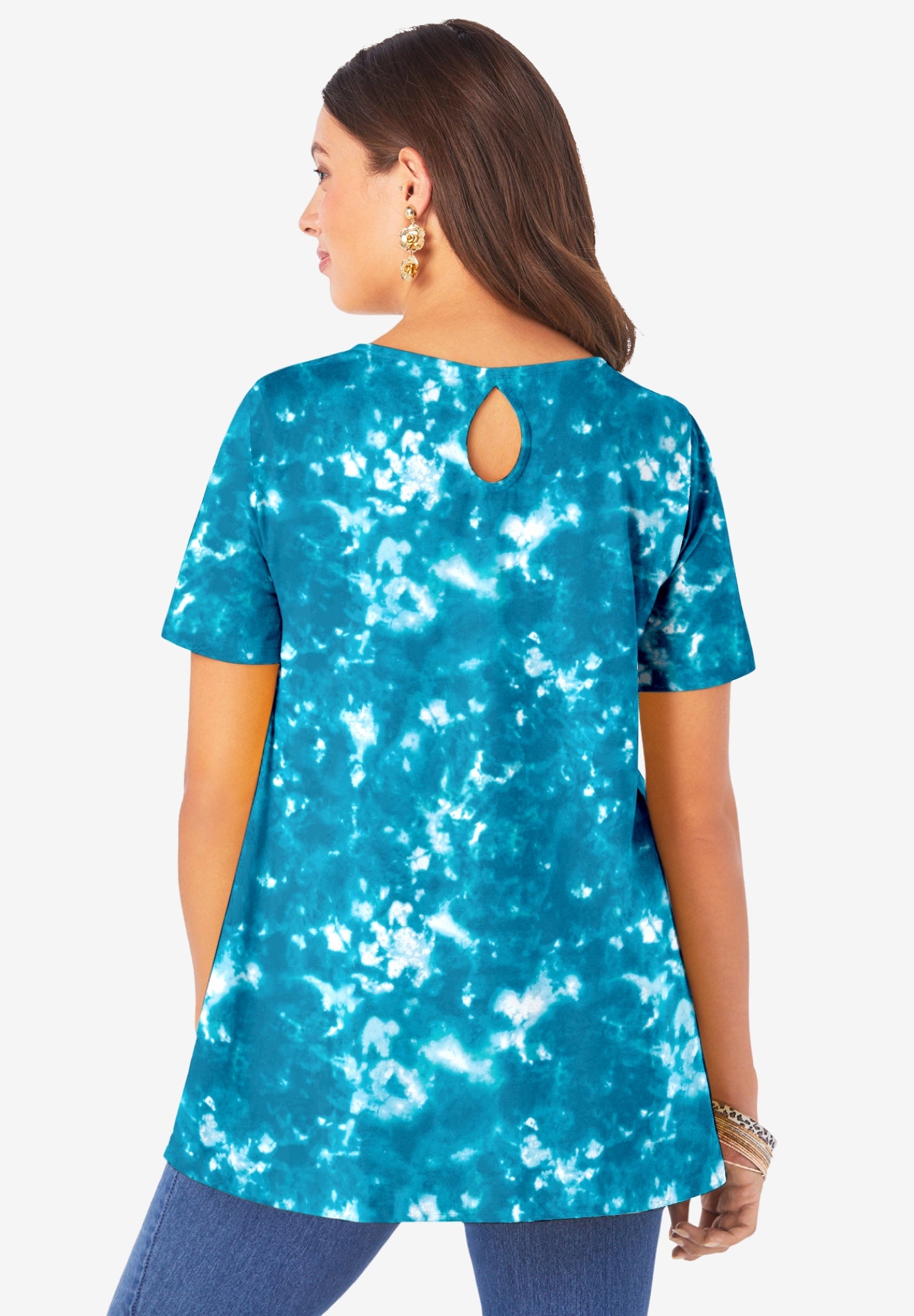 Plus Size Cotton Ultimate Swing Tee with Keyhole Back image number 1