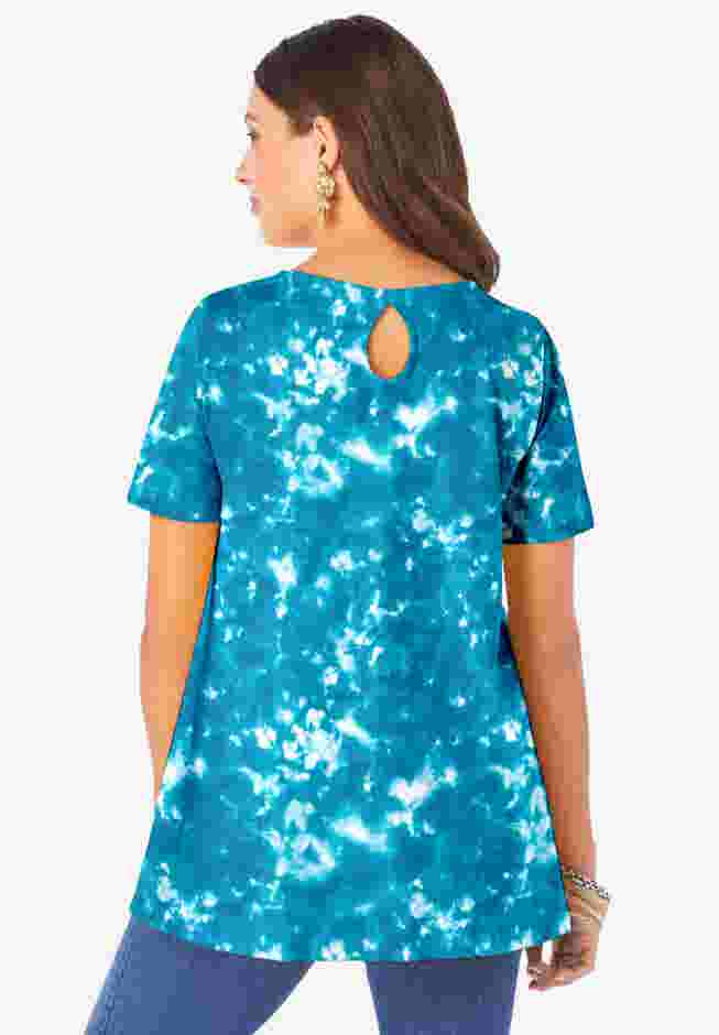 Plus Size Cotton Ultimate Swing Tee with Keyhole Back image number 1