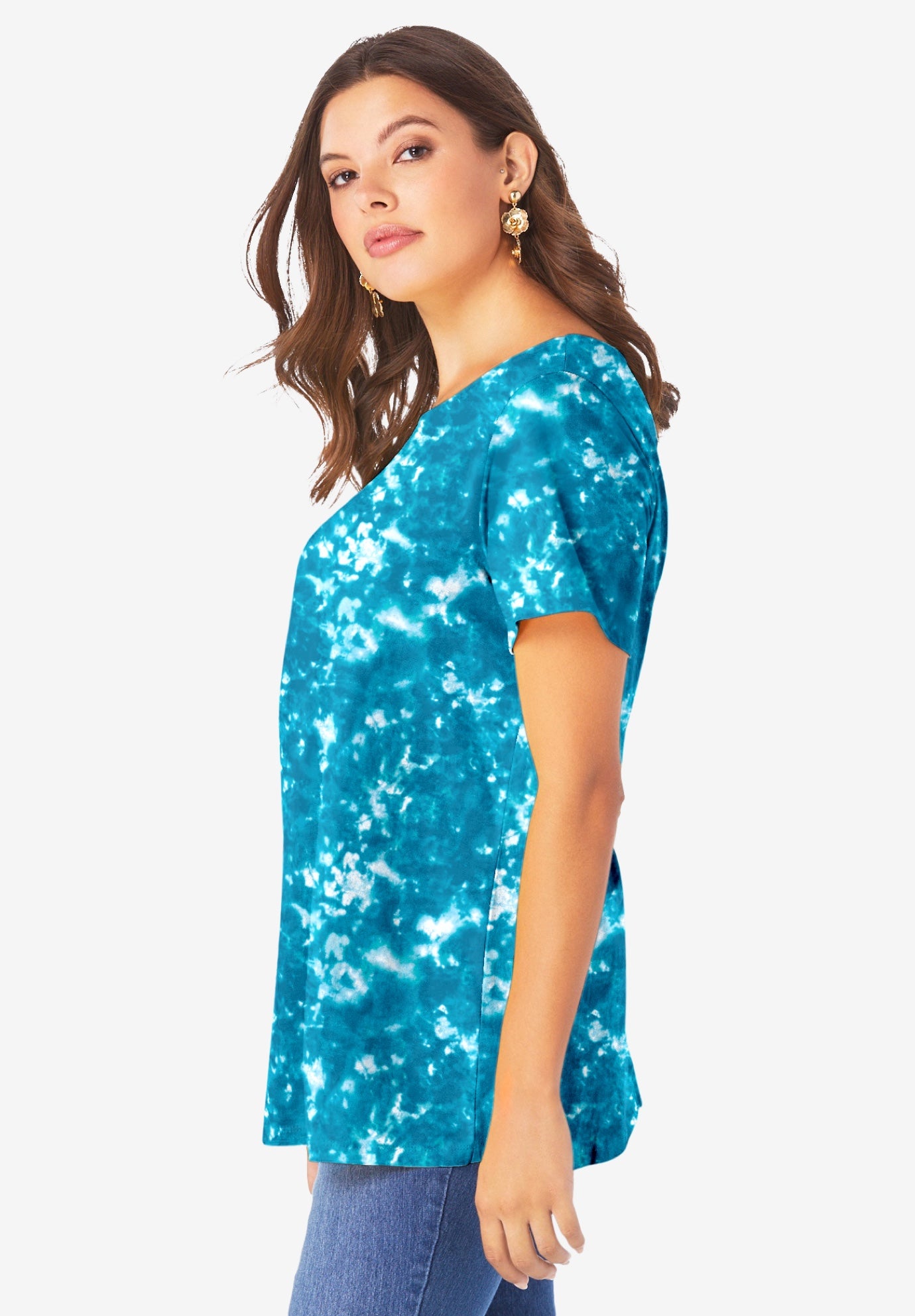 Plus Size Cotton Ultimate Swing Tee with Keyhole Back image number 2