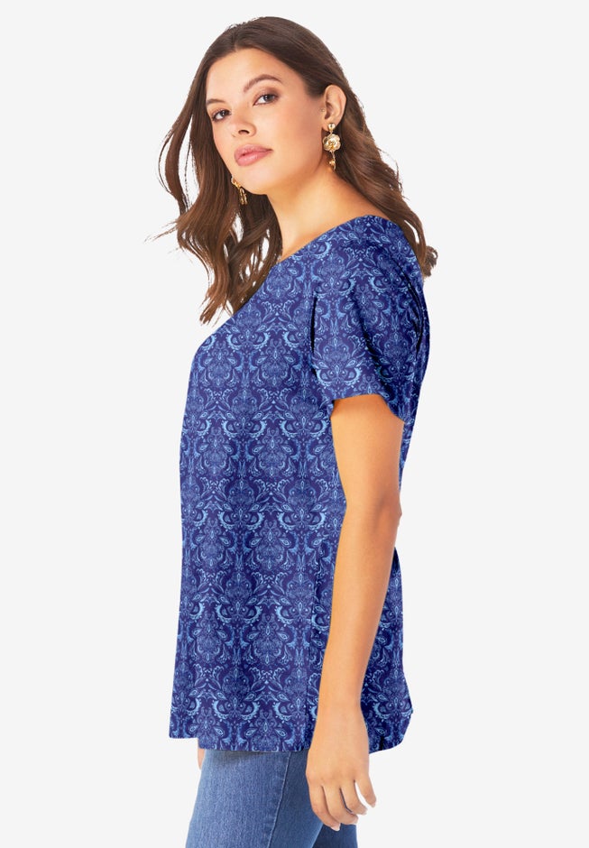 Plus Size Cotton Ultimate Swing Tee with Keyhole Back image number 2