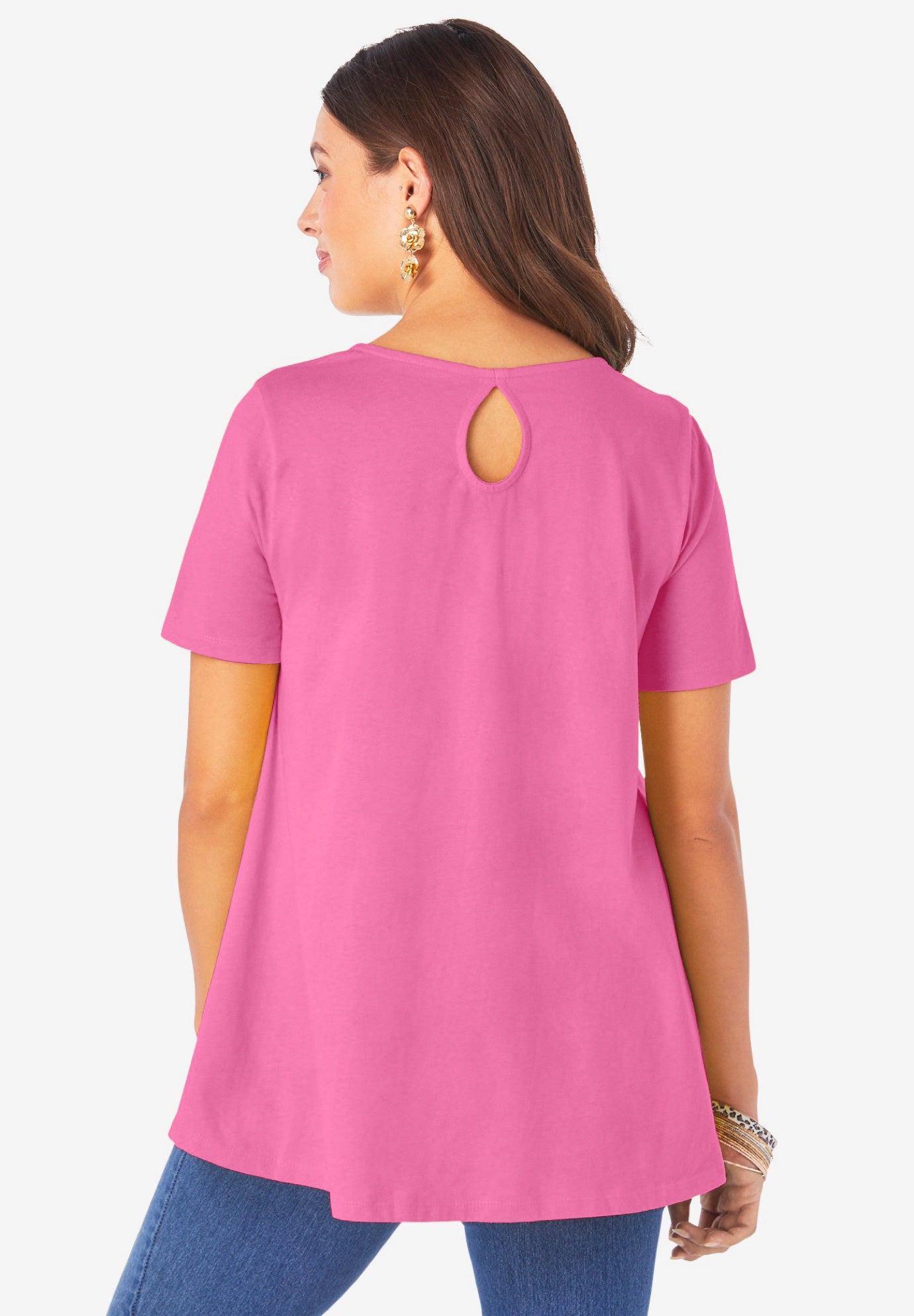 Plus Size Cotton Ultimate Swing Tee with Keyhole Back image number 1