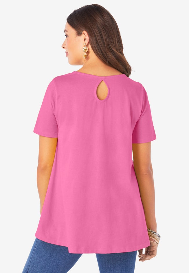 Plus Size Cotton Ultimate Swing Tee with Keyhole Back image number 1