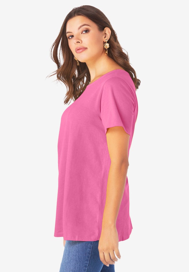 Plus Size Cotton Ultimate Swing Tee with Keyhole Back image number 2